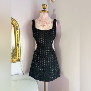 Elegant Black and White Tweed Dress - Zara